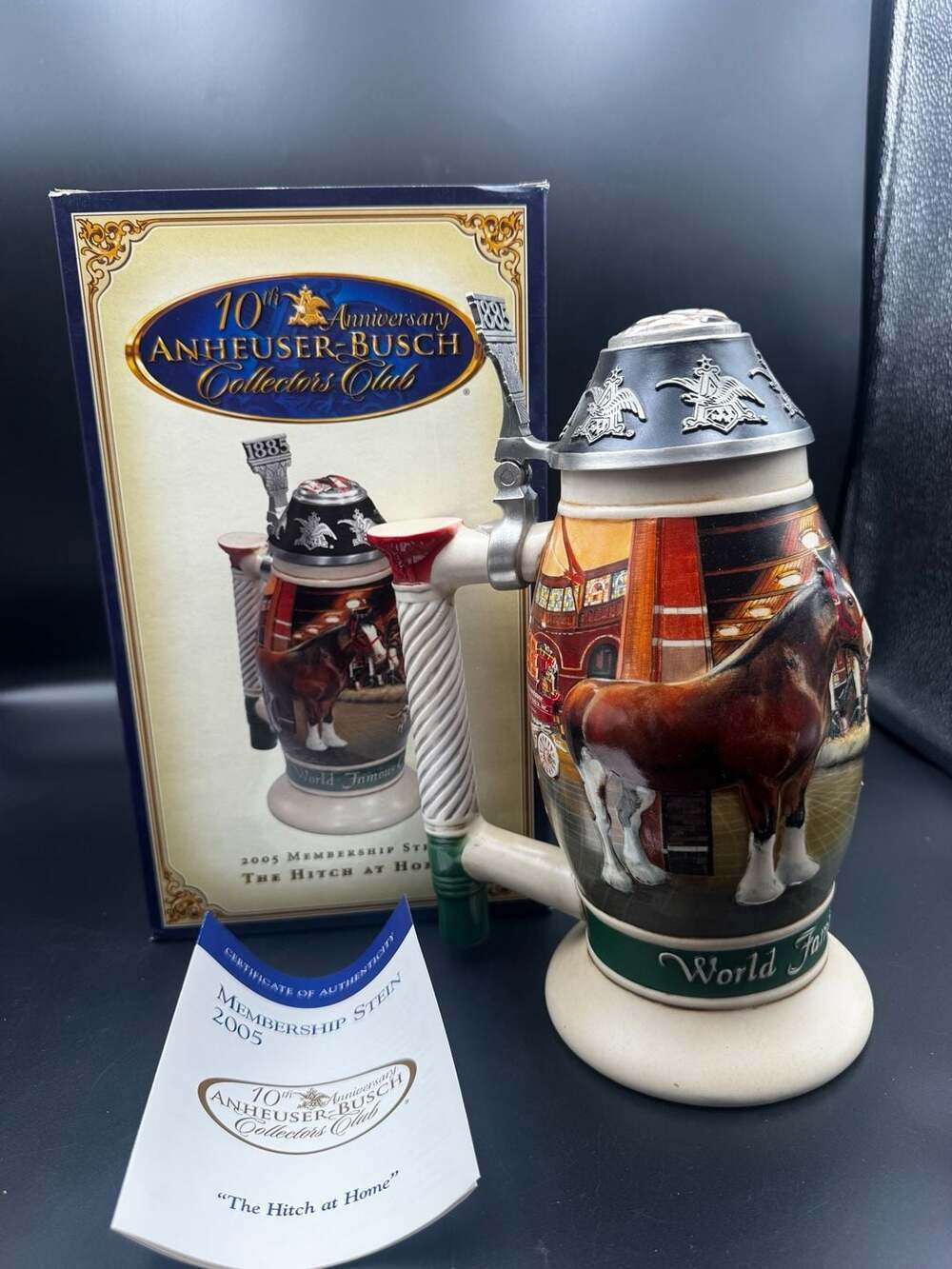 ANHEUSER-BUSCH Clydesdale Beer Stein, 10th Anniversary Collector's Club